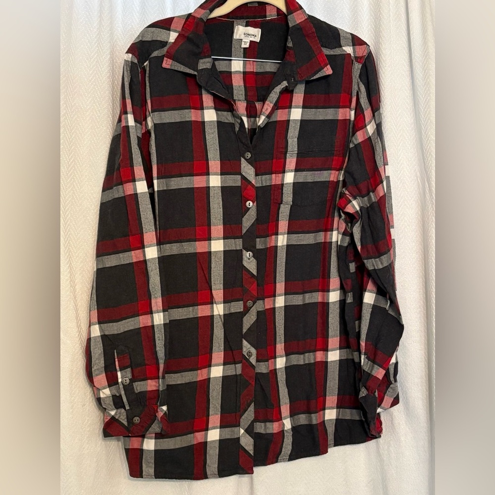 Sonoma Red and Black Plaid Shirt